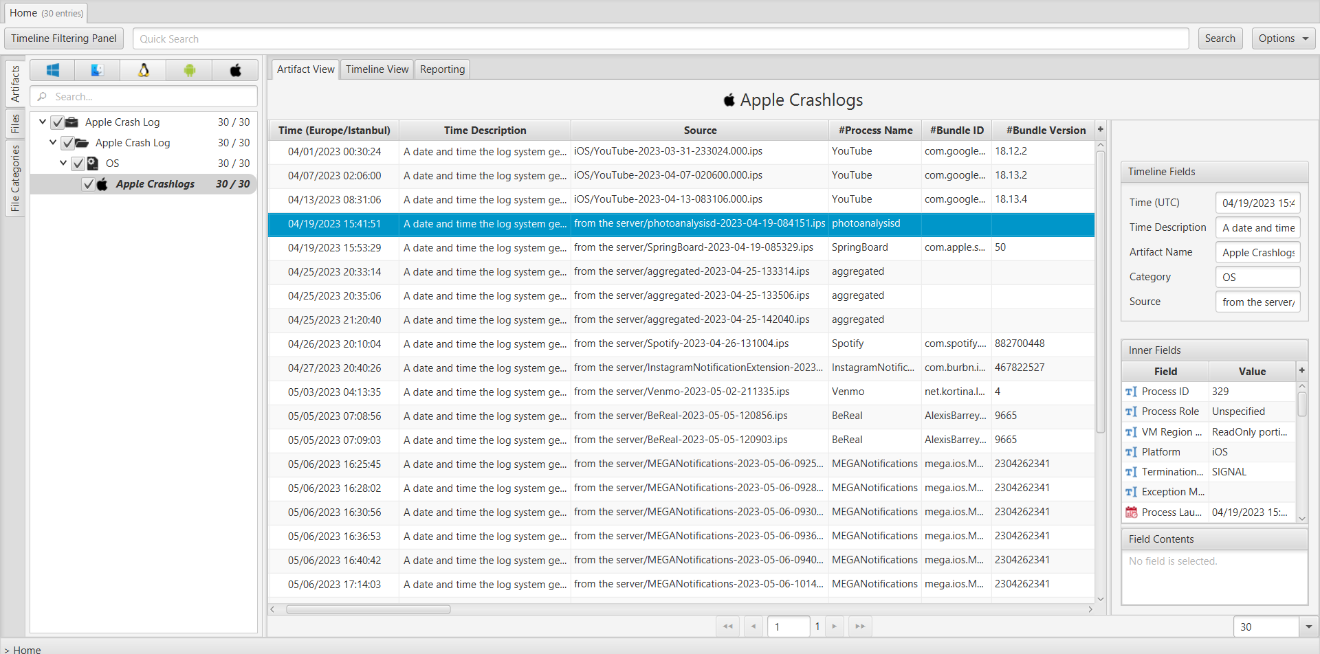 Apple Crash Logs